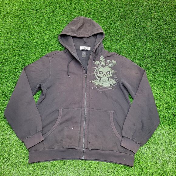 ADIDAS Skull Zip Hoodie XL 25x30 Sun-Faded Black - Picture 1 of 16